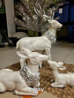 Vintage Kirkland's Signature Three Reindeer Figures Pedestal Christmas Decor Set