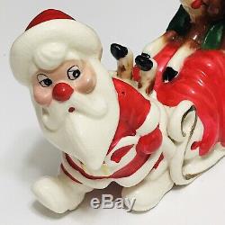Vintage Kreiss & Co Santa Claus Pulling Sleigh Sleeping Reindeer Figurine Japan