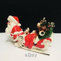 Vintage Kreiss Santa Claus Pulling Sleigh Tipsy Sleeping Reindeer Figure Japan