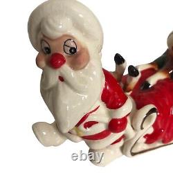 Vintage Kreiss Santa Pulling His Sleigh Snoozing Reindeer Figurine Damage READ