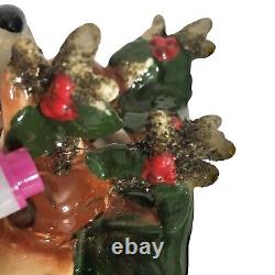 Vintage Kreiss Santa Pulling His Sleigh Snoozing Reindeer Figurine Damage READ