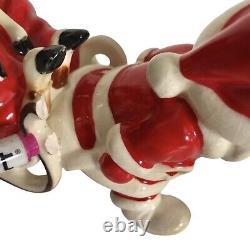 Vintage Kreiss Santa Pulling His Sleigh Snoozing Reindeer Figurine Damage READ