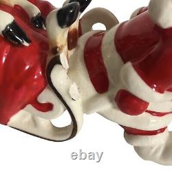 Vintage Kreiss Santa Pulling His Sleigh Snoozing Reindeer Figurine Damage READ