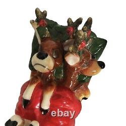 Vintage Kreiss Santa Pulling His Sleigh Snoozing Reindeer Figurine Damage READ