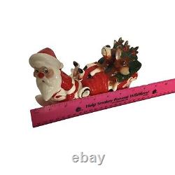 Vintage Kreiss Santa Pulling His Sleigh Snoozing Reindeer Figurine Damage READ