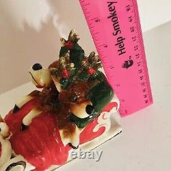 Vintage Kreiss Santa Pulling His Sleigh Snoozing Reindeer Figurine Damage READ