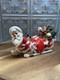 Vintage Kreiss Santa Pulling Sleigh With Sleepy Reindeer 7 1/2 Long 4 1/2 Tall