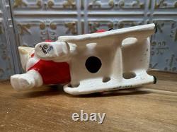 Vintage Kreiss Santa Pulling Sleigh With Sleepy Reindeer 7 1/2 Long 4 1/2 Tall