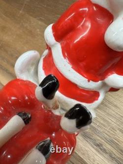 Vintage Kreiss Santa Pulling Sleigh With Sleepy Reindeer 7 1/2 Long 4 1/2 Tall