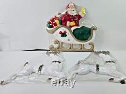 Vintage Large 1960s Poloron Santa Sleigh & Reindeer Styrofoam Set NOS