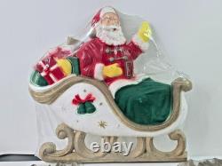 Vintage Large 1960s Poloron Santa Sleigh & Reindeer Styrofoam Set NOS