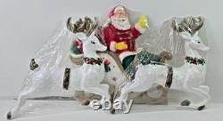 Vintage Large 1960s Poloron Santa Sleigh & Reindeer Styrofoam Set NOS