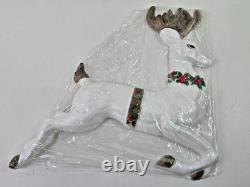 Vintage Large 1960s Poloron Santa Sleigh & Reindeer Styrofoam Set NOS