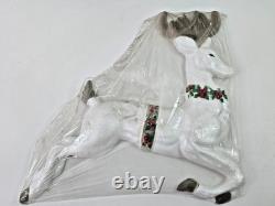 Vintage Large 1960s Poloron Santa Sleigh & Reindeer Styrofoam Set NOS