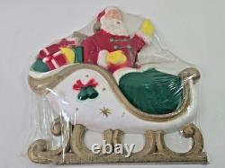 Vintage Large 1960s Poloron Santa Sleigh & Reindeer Styrofoam Set NOS