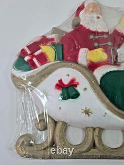 Vintage Large 1960s Poloron Santa Sleigh & Reindeer Styrofoam Set NOS