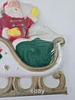 Vintage Large 1960s Poloron Santa Sleigh & Reindeer Styrofoam Set NOS