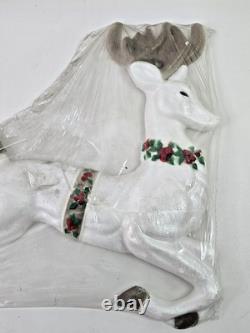 Vintage Large 1960s Poloron Santa Sleigh & Reindeer Styrofoam Set NOS