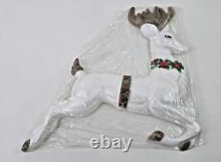 Vintage Large 1960s Poloron Santa Sleigh & Reindeer Styrofoam Set NOS