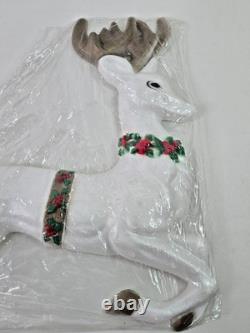 Vintage Large 1960s Poloron Santa Sleigh & Reindeer Styrofoam Set NOS