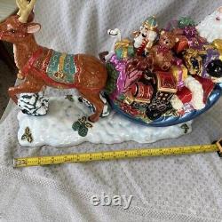 Vintage Large Christopher Radko Christmas Santa Sleigh with Reindeer Cookie Jar