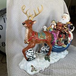Vintage Large Christopher Radko Christmas Santa Sleigh with Reindeer Cookie Jar