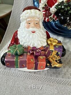 Vintage Large Christopher Radko Christmas Santa Sleigh with Reindeer Cookie Jar