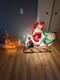 Vintage Large Empire Santa Sleigh Sled Reindeer Christmas Blow Mold Light Decor