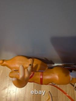 Vintage Large Empire Santa Sleigh Sled Reindeer Christmas Blow Mold Light Decor