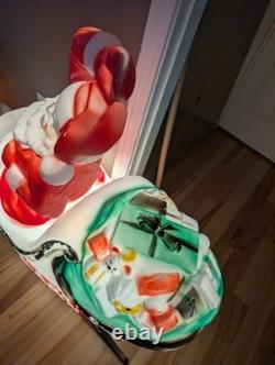 Vintage Large Empire Santa Sleigh Sled Reindeer Christmas Blow Mold Light Decor
