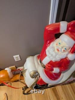 Vintage Large Empire Santa Sleigh Sled Reindeer Christmas Blow Mold Light Decor