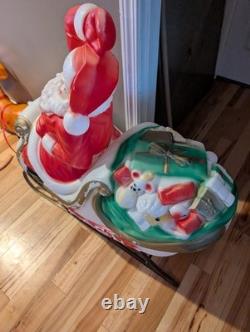 Vintage Large Empire Santa Sleigh Sled Reindeer Christmas Blow Mold Light Decor