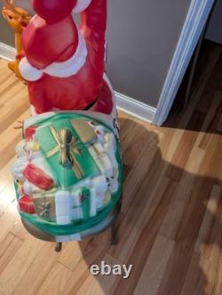 Vintage Large Empire Santa Sleigh Sled Reindeer Christmas Blow Mold Light Decor