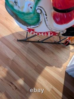 Vintage Large Empire Santa Sleigh Sled Reindeer Christmas Blow Mold Light Decor