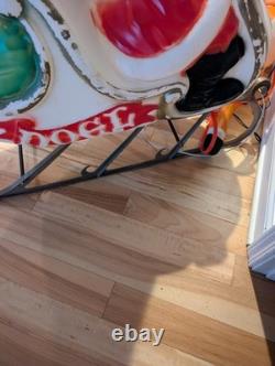 Vintage Large Empire Santa Sleigh Sled Reindeer Christmas Blow Mold Light Decor