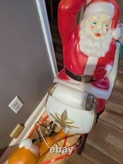 Vintage Large Empire Santa Sleigh Sled Reindeer Christmas Blow Mold Light Decor