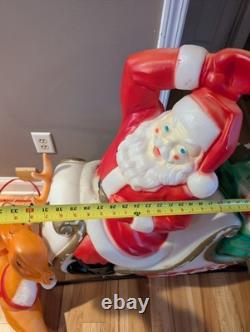 Vintage Large Empire Santa Sleigh Sled Reindeer Christmas Blow Mold Light Decor