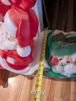 Vintage Large Empire Santa Sleigh Sled Reindeer Christmas Blow Mold Light Decor
