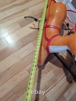 Vintage Large Empire Santa Sleigh Sled Reindeer Christmas Blow Mold Light Decor