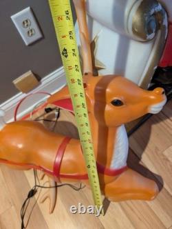 Vintage Large Empire Santa Sleigh Sled Reindeer Christmas Blow Mold Light Decor