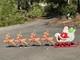 Vintage Large Santa Sleigh 4 Reindeer Christmas Blow Mold Sled Set