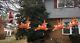 Vintage Large Santa Sleigh With 8 Reindeer Blowmold Set With Mounting Brackets