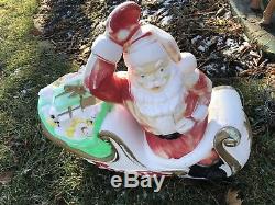 Vintage Large Santa Sleigh With Reindeer Blowmold Set. Local Pickup Only