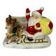 Vintage Lefton Santa Claus Reindeer Sleigh Christmas Ceramic Planter Japan 2915