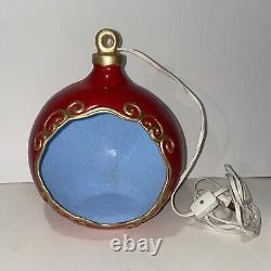 Vintage Lighted 3D Christmas Ornament Diorama with Santa Sleigh Elf & Reindeer