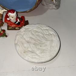 Vintage Lighted 3D Christmas Ornament Diorama with Santa Sleigh Elf & Reindeer