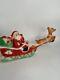 Vintage Lighted Blow Mold Santa Sleigh Flying Reindeer Carolina Enterprise 1980s
