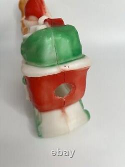 Vintage Lighted Blow Mold Santa Sleigh Flying Reindeer Carolina Enterprise 1980s