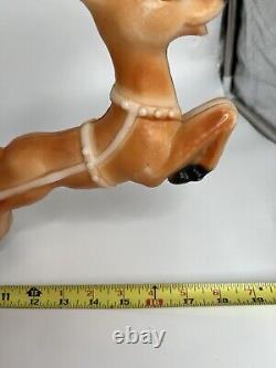 Vintage Lighted Blow Mold Santa Sleigh Flying Reindeer Carolina Enterprise 1980s