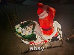 Vintage Lighted Blow Mold Santa Sleigh and 1 Reindeer Outdoor Christmas